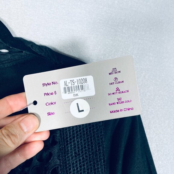 Pretty Angel Dress Womens L Black Floral Embroidered Layered Whimsy Goth Sequins - Picture 7 of 16